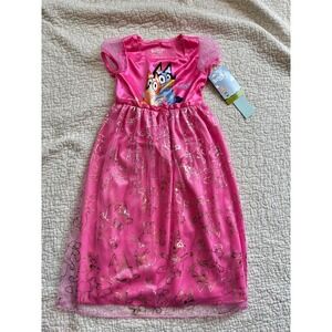 Bluey Girls Pink Nightgown Sleep Dress Nightgown Size S 6/6X